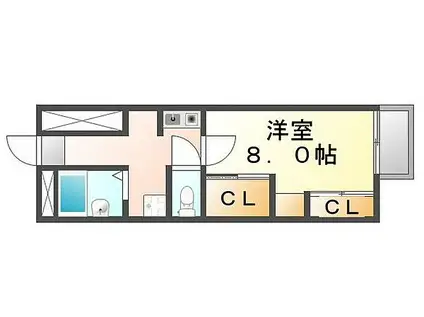 JR福塩線 備後本庄駅 徒歩63分 2階建 築21年(1K/1階)の間取り写真