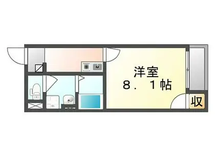 JR山陽本線 福山駅 徒歩41分 2階建 築9年(1K/2階)の間取り写真
