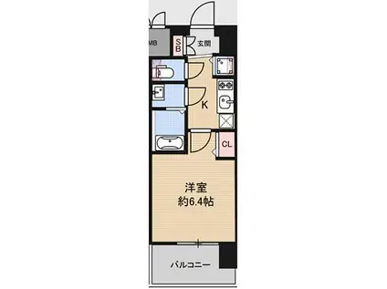 アドバンス大阪グロウス(1K/12階)の間取り写真