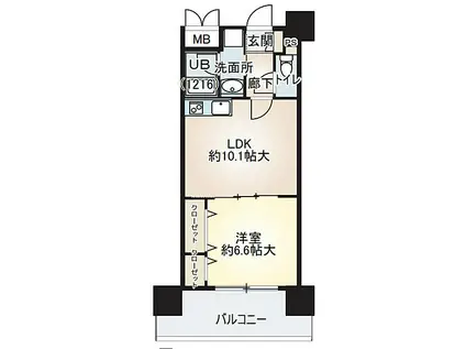 ベリー海老江(1LDK/12階)の間取り写真