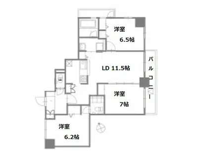 JR東西線 大阪天満宮駅 徒歩3分 8階建 築14年(3LDK/6階)の間取り写真