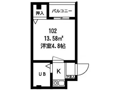 ウィスタリア野田(1K/3階)の間取り写真