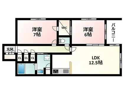 アトリア新大阪(2LDK/5階)の間取り写真