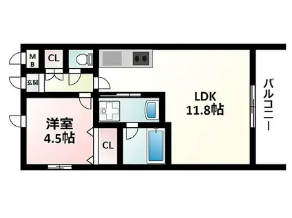 プレジオ江坂(1LDK/2階)の間取り写真