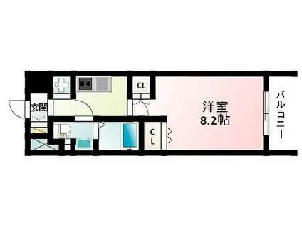 コンフォリア江坂(1K/12階)の間取り写真