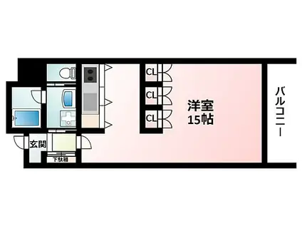 ベリーモンテ新大阪(ワンルーム/8階)の間取り写真