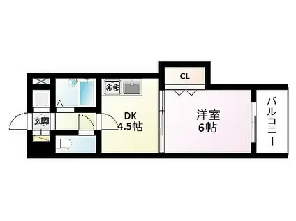 フェリーチェ江坂マンション(1DK/7階)の間取り写真