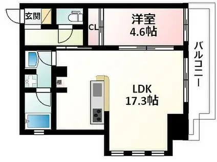 インザグレイス東三国(1LDK/8階)の間取り写真