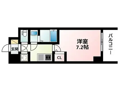 スペーシア江坂南金田(1K/4階)の間取り写真