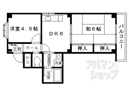 JR東海道・山陽本線 西大路駅 徒歩12分 5階建 築30年(2DK/3階)の間取り写真