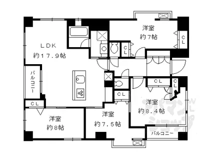プリオーレ京都三条高倉(4LDK/5階)の間取り写真