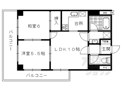 ライオンズマンション京都河原町第2(2LDK/8階)の間取り写真