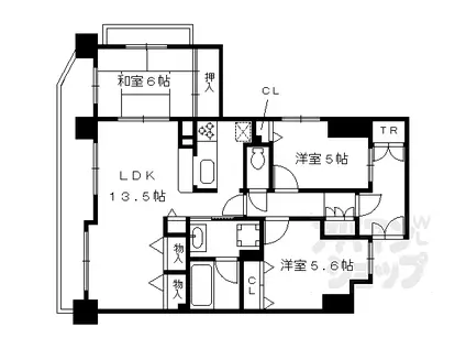 グラン・シティオ京都四条(3LDK/2階)の間取り写真