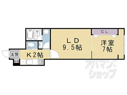 本上神明町マンション(1LDK/2階)の間取り写真