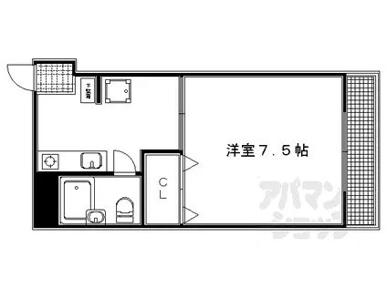 京福電気鉄道北野線 北野白梅町駅 徒歩13分 4階建 築35年(1K/4階)の間取り写真