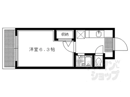 叡山電鉄叡山本線 元田中駅 徒歩24分 4階建 築28年(1K/4階)の間取り写真