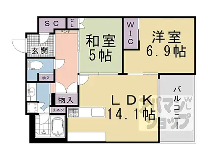 ザ・レジデンス京都祇園八坂通(2LDK/3階)の間取り写真