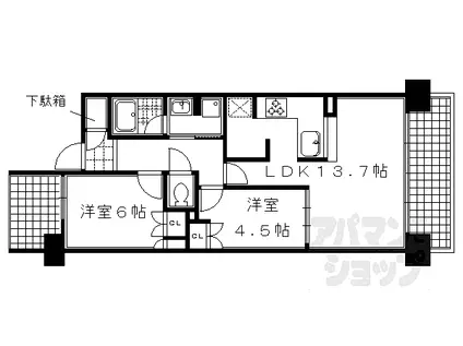 ザ・京都レジデンス四条河原町(2LDK/7階)の間取り写真