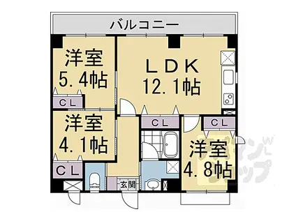 GRAND LATTICE KAWARAMACHI SHIC(3LDK/3階)の間取り写真