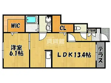 ユニヴェール(1LDK/1階)の間取り写真