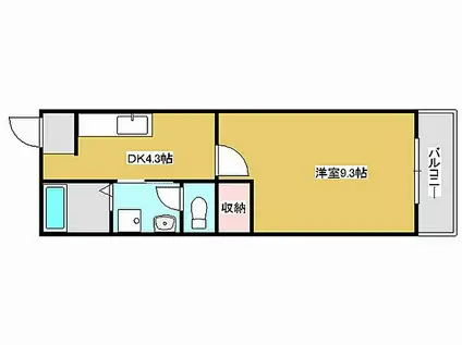 JR加古川線 滝野駅 徒歩15分 2階建 築27年(1DK/1階)の間取り写真