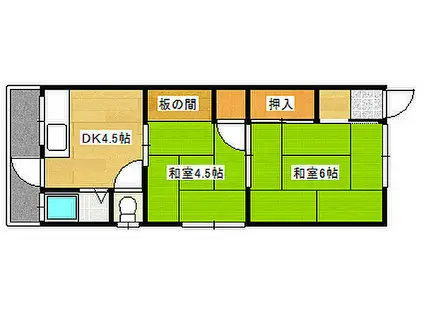 JR山陽本線 塩屋駅(兵庫) 徒歩17分 2階建 築51年(2DK/2階)の間取り写真