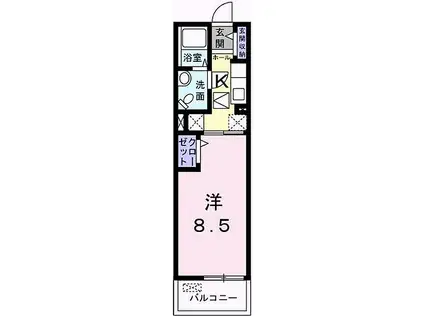 JR播但線 京口駅 徒歩19分 3階建 築13年(1K/3階)の間取り写真