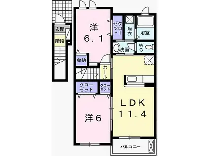 JR山陽本線 網干駅 徒歩19分 2階建 築11年(2LDK/2階)の間取り写真