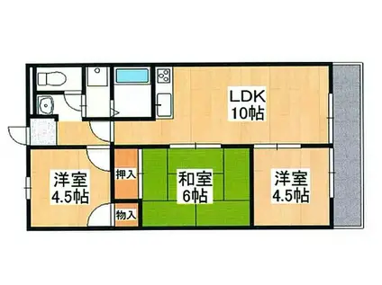 JR山陽本線 網干駅 徒歩15分 3階建 築31年(3LDK/2階)の間取り写真