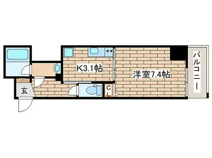 阪神本線 春日野道駅(阪急) 徒歩7分 15階建 築2年(1K/14階)の間取り写真
