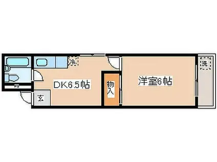 JR東海道・山陽本線 六甲道駅 徒歩5分 5階建 築38年(1DK/5階)の間取り写真