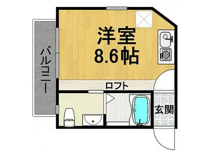 シティハウス高司(ワンルーム/2階)の間取り写真