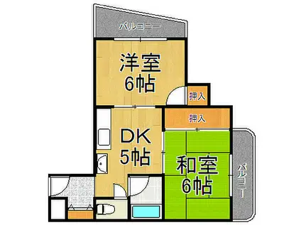 さらきマンション(2DK/2階)の間取り写真