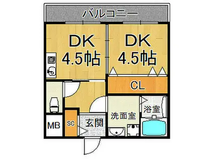阪急宝塚本線 川西能勢口駅 徒歩8分 2階建 築1年(1DK/1階)の間取り写真