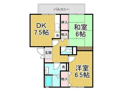 グリーンハウス新伊丹(2DK/1階)の間取り写真