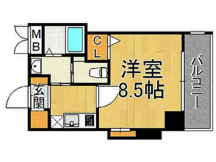 ビガーポリス133宝塚(1K/4階)の間取り写真