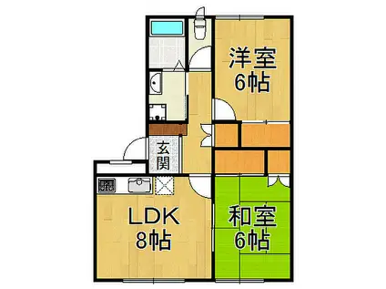 ハイツS&KパートⅡ(2LDK/1階)の間取り写真