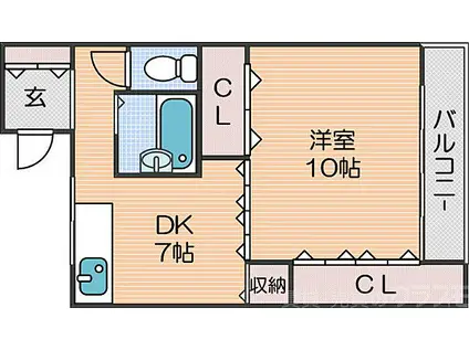 伸晃マンション(1DK/3階)の間取り写真