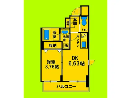 大阪メトロ御堂筋線 江坂駅 徒歩7分 10階建 築7年(1DK/2階)の間取り写真