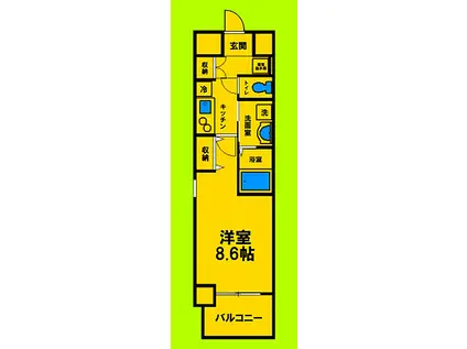 JR福知山線 塚口駅(ＪＲ) 徒歩1分 10階建 築17年(1K/9階)の間取り写真