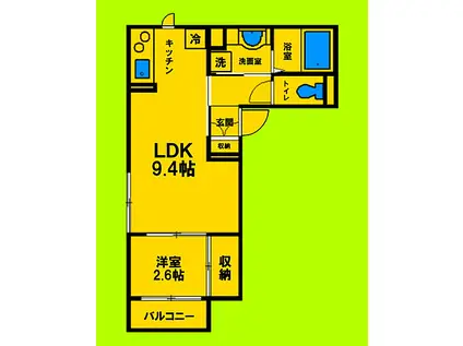 JR東海道・山陽本線 立花駅 徒歩9分 3階建 築6年(1LDK/3階)の間取り写真