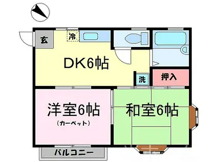 コーポひまわり(2DK/2階)の間取り写真