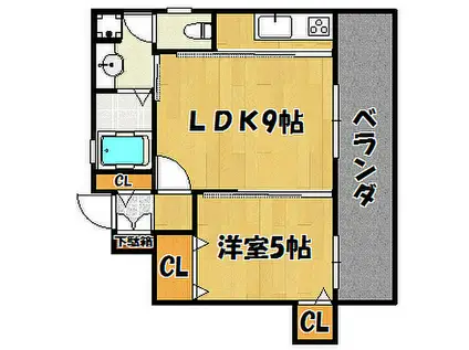 JR山陽本線 西明石駅 徒歩10分 2階建 築18年(1LDK/1階)の間取り写真