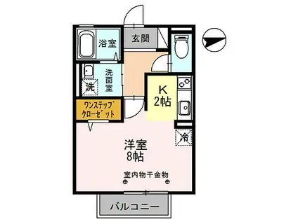 山陽電鉄網干線 夢前川駅 徒歩9分 2階建 築16年(ワンルーム/1階)の間取り写真