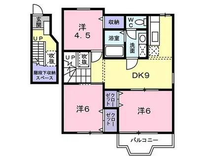 JR山陽本線 魚住駅 徒歩17分 2階建 築27年(3DK/2階)の間取り写真