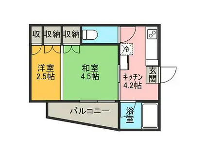 グリーンスクエア有松(1K/4階)の間取り写真