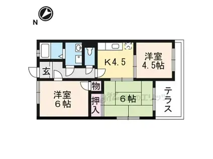 JR草津線 甲南駅 徒歩18分 2階建 築33年(3K/1階)の間取り写真