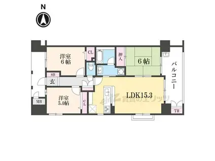 ロータリーマンション大津京パークワイツ(3LDK/5階)の間取り写真