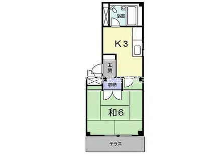 京阪本線 香里園駅 徒歩23分 3階建 築41年(1K/1階)の間取り写真