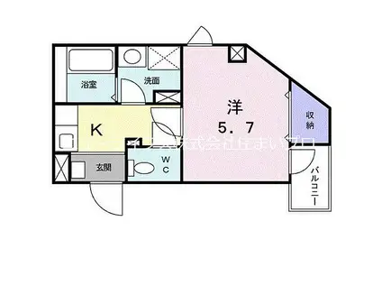 京阪本線 大和田駅(大阪) 徒歩1分 4階建 築22年(1K/2階)の間取り写真